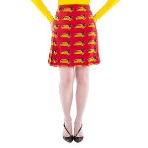 FX01486B New Burberry Duck Print Wool Mini Skirt